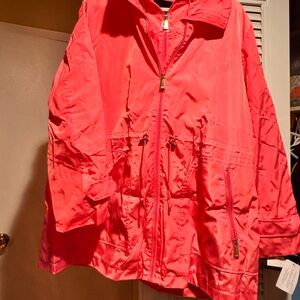 Kate Spade Coral Hooded Jacket with Gold Accents